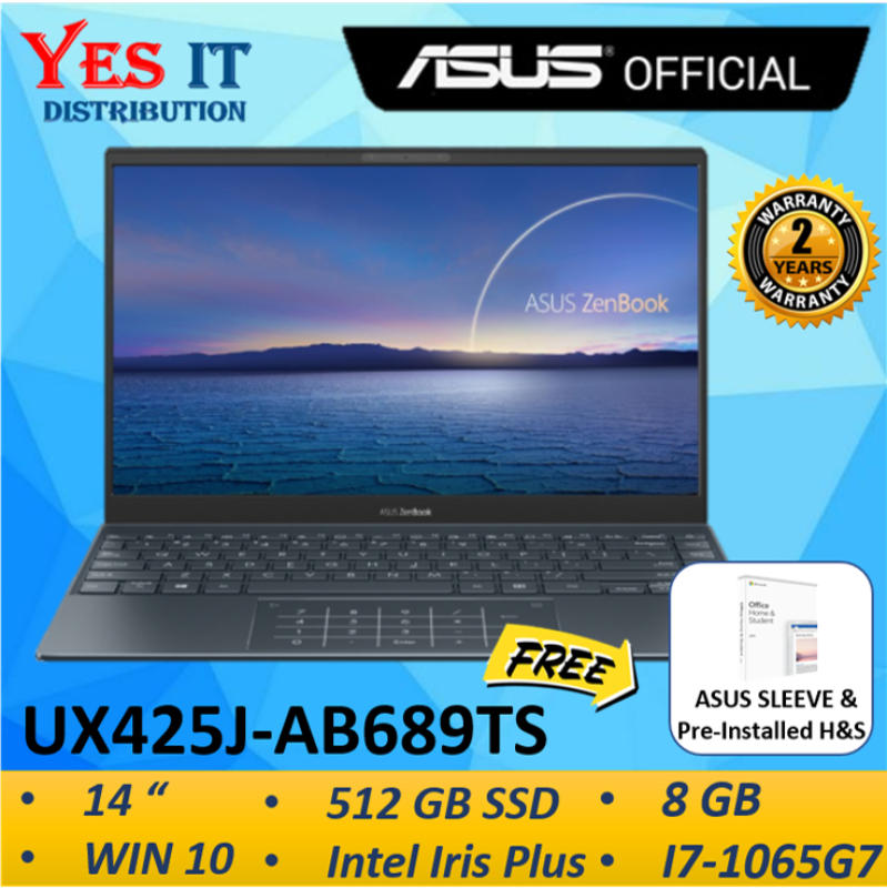 Asus ZenBook 14 UX425J-AB689TS 14 FHD Laptop Pine Grey ( i7-1065G7, 8GB, 512GB SSD, Intel, W10, 2YW ) FREE SLEEVE & HS Malaysia