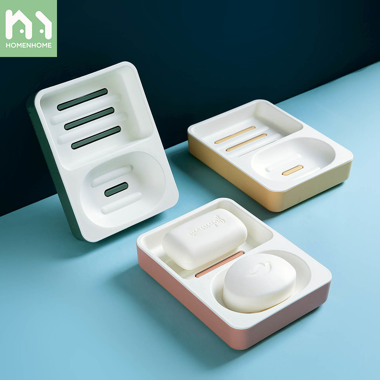 Hộp Xà Phòng Homenhome Với Phân Vùng Kích Thước Lớn Xà Phòng Giặt Hộp Lưu Trữ Trong Ký Túc Xá Sáng Tạo Ráo Nước Hai Lớp Giá Đặt Xà Phòng