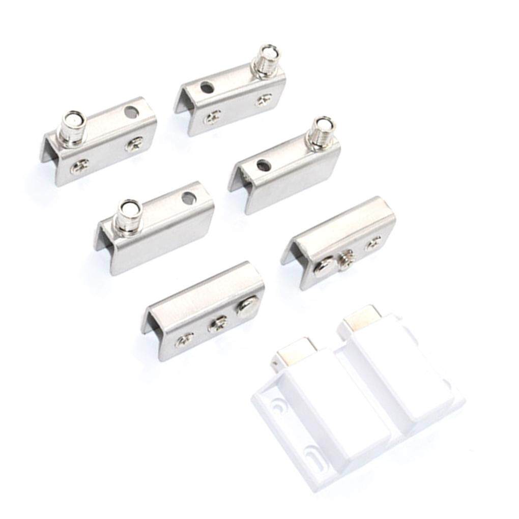 1 Set Stainless Steel Glass Door Pivot Hinge Set for 5-8mm Cabinet Clamps Noted