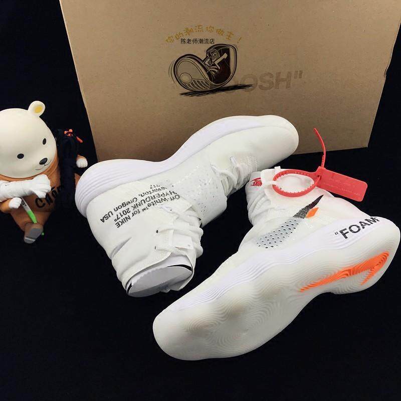 Off-White X NIKE___ NIKE___ Bereaksi Hyperdunk Putih Sepatu Lari Atasan Tinggi Sneakers