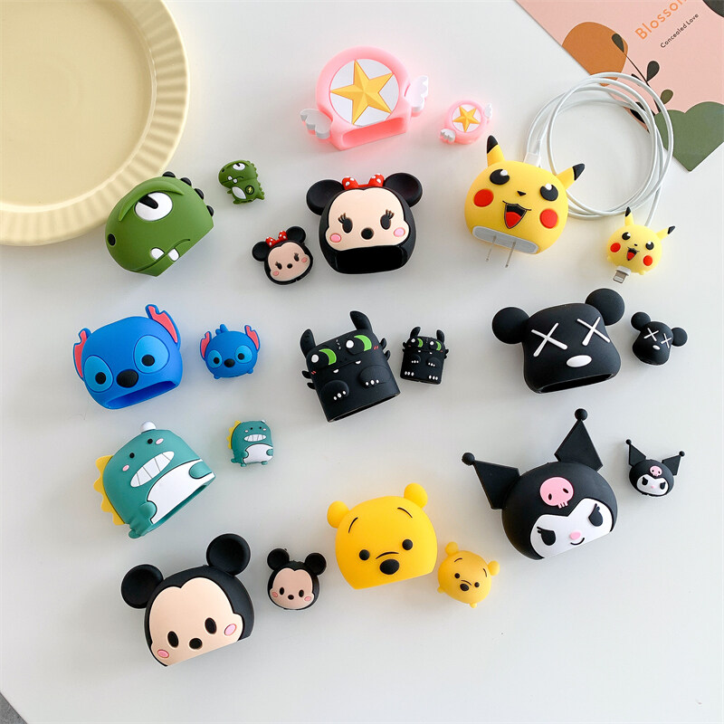 Cute Cartoon Cable Protector Cable Holder Phone Cord Protector for iPhone / iPad 18W/20W Fast Charger Cable Protection Case