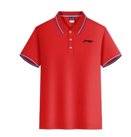 Li Ning 2023 Summer New Polo Shirt Men's and Women's Loose Short Sleeve T-shirt Pearl Cotton Bottom Neck Top Breathable and Sweat-absorbing Professional Sportswear