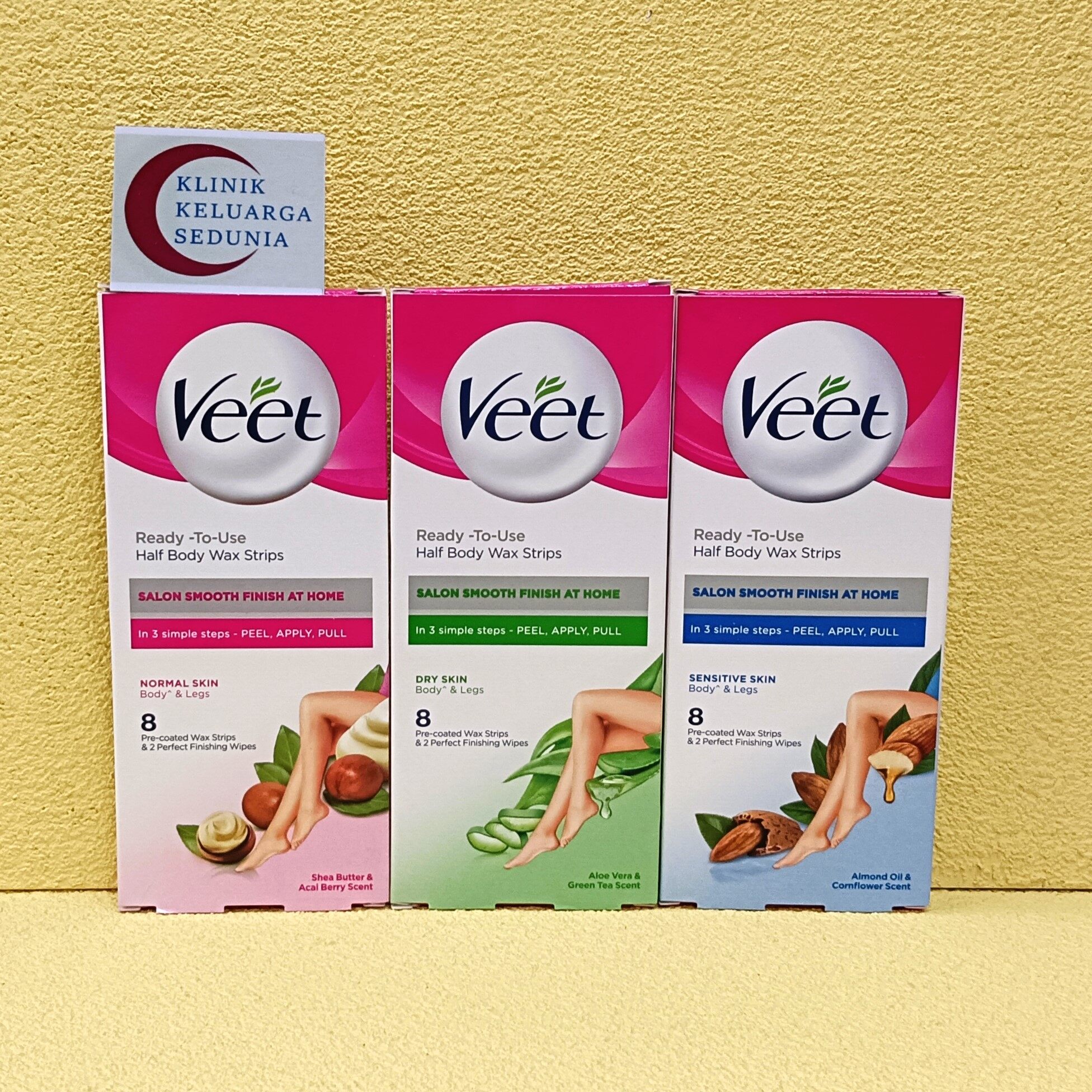 VEET EasyGel Legs & Body Hair Removal wax strips SENSITIVE NORMAL DRY