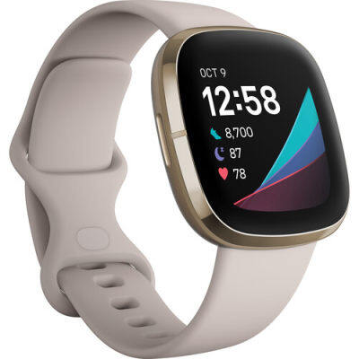 ดูภาพ Fitbit Sense GPS Smartwatch (Lunar White / Soft Gold Stainless Steel) เพิ่มเติม Fitbit Sense GPS Smartwatch (Lunar White / Soft Gold Stainless Steel)