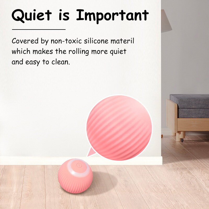 HamshMoc Interactive Cat Toy Ball Smart Electric Automatic Rolling Ball Led For Cat Intelligent Teaser Pet Toy USB Charge Kitten