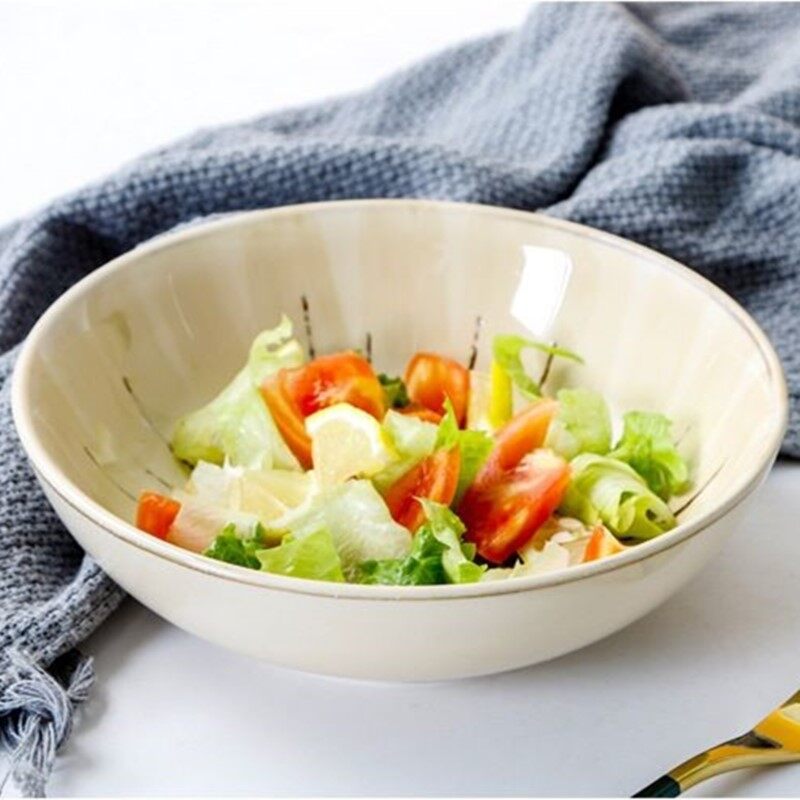 Omk Nhật Bản phong cách cổ điển đồ đá 8 inch bát đựng sa lát 850ml nhà Bộ đồ ăn bằng gốm thiết lập