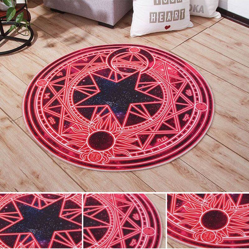 1pc Diameter 60cm Cartoon Rug Round Tarot Tablecloth Pentagram Sun Moon Divination
