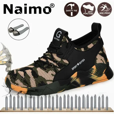 Naimo Men Work Safety Shoes Men's Sports Shoes Outdoor Steel Toe Men's Shoes Military Boots Ankle Boots Work Safety Boots Steel Toe Safety Shoes Men