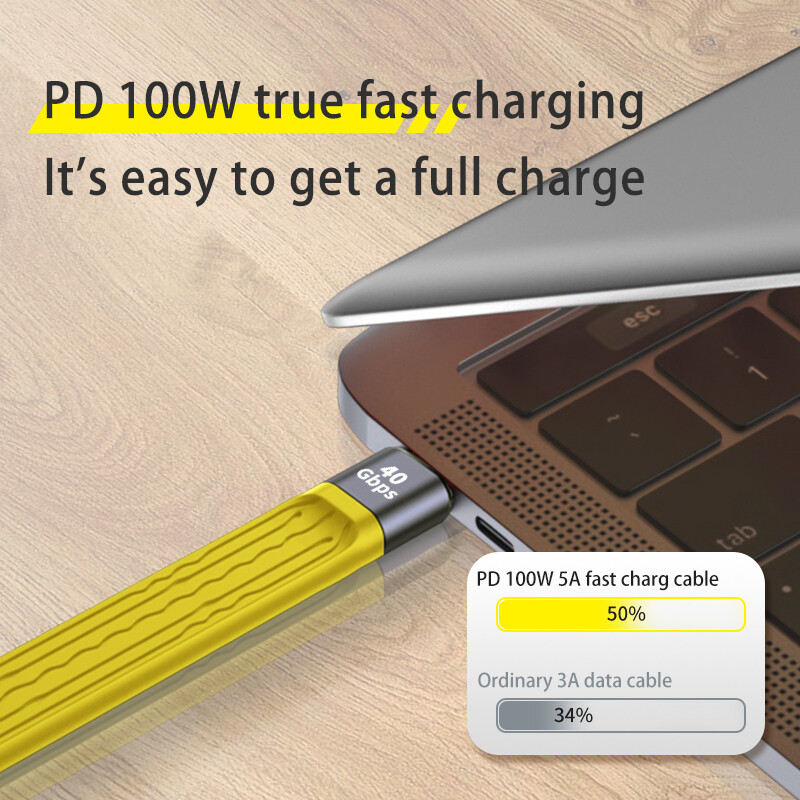 2 in 1 Type-C Cable 10Gbps/40Gbps PD 100W USB Data Cable High-speed Transmission Fast Charing Data Cord USB 3.1 for Mobile Phone