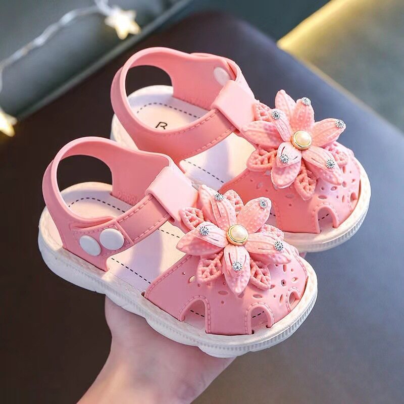 HOBIBEAR Girls sandals, children's closed toe soft soles, little girl princess shoes, baby toddler shoes
