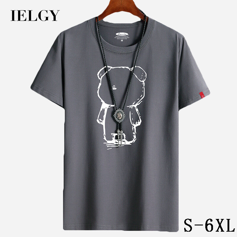 IELGY 【S-6XL】Men's short-sleeved t-shirt summer new loose trend half-sleeved boys summer tide brand cotton body bottoming shirt large size