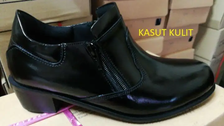 Kasut Kulit Lembu Kilat Polis Perempuan Police Leather Ankle Boots Lazada