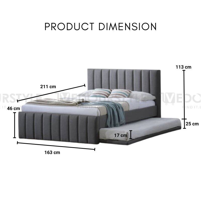 Vedourstyle Queen Size Divan Bed with Single Bed Pull Out Bed Strong