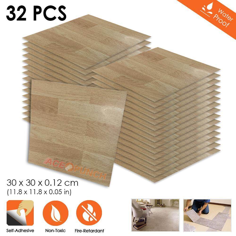 Acepunch 32 Pieces Pvc Floor Tiles Vinyl Flooring Adhesive Plank Stone Wood Marble Ceramic Carpet 30 X 0 1 Cm Letter A Design Ap1175