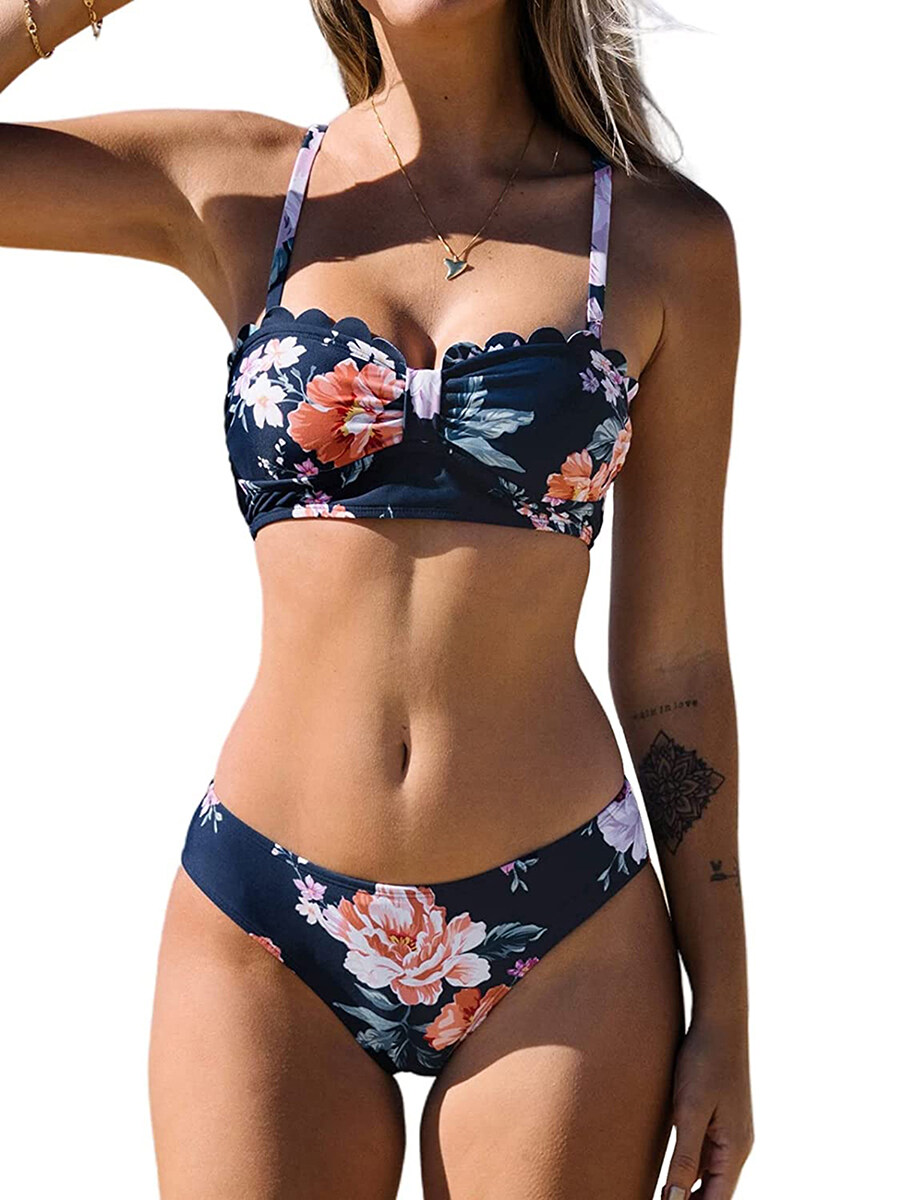 „Happybuyner“ moterų maudymosi bikini kostiumas be rankovių, gėlių rašto liemenėlė, maudymosi viršūnės, maudymosi šortai, vasaros baseino paplūdimys, 2 vnt. kostiumas_voghion.com