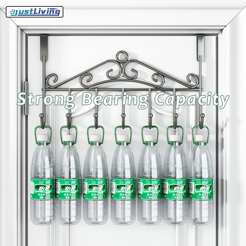 Justliving 1 lưng PC treo cửa với móc điều chỉnh/không khoan yêu cầu/chống gỉ, không gian Nhôm Nhà Bếp quần áo phòng tắm giá lưu trữ móc treo tường cửa (7 móc)