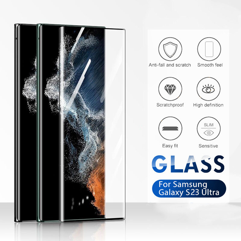 Samsung HD Curved Tempered Glass For Samsung Galaxy S24 S23 S22 S21 Ultra Plus Full Coverage Screen Protection Tempered Glass Film
