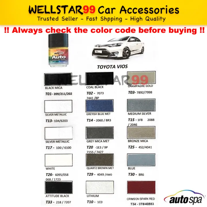 Autospa Touch Up Paint Original For Toyota Vios Paint Only 18ml Lazada