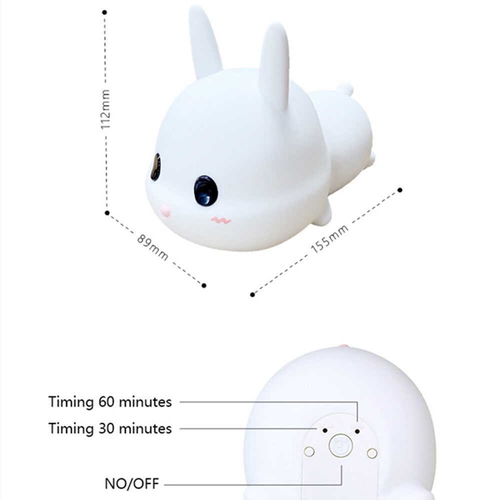 Sản Phẩm Mới Đèn Ngủ Nhỏ LED Thỏ Cảm Biến Cảm Ứng Điều Khiển Từ Xa Hẹn Giờ Có Thể Điều Chỉnh Độ Sáng Màu Đèn Thỏ Silicon Sạc USB Quà Tặng Trẻ Em Em