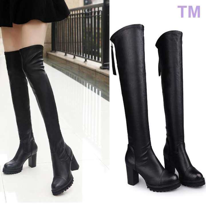 knee high thick heel boots
