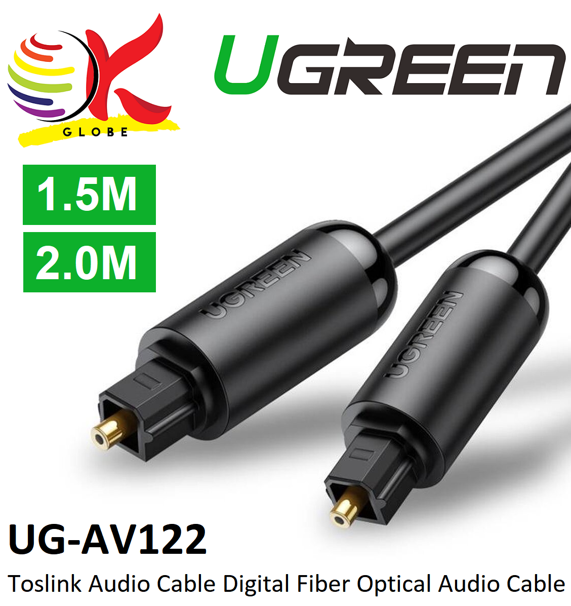 thumbnail interactive-video image 1 of 12FT TOSLink Digital Optical Audio Cable – Fiber Optic Cord, Gold Plated Connectors, Protective Caps, Black 1 of 4