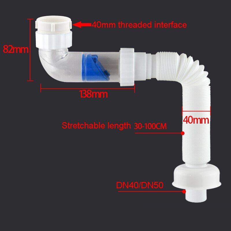 ABS Drain Hose Washbasin Corrugated Curved Pipe Bathroom Expandable ...