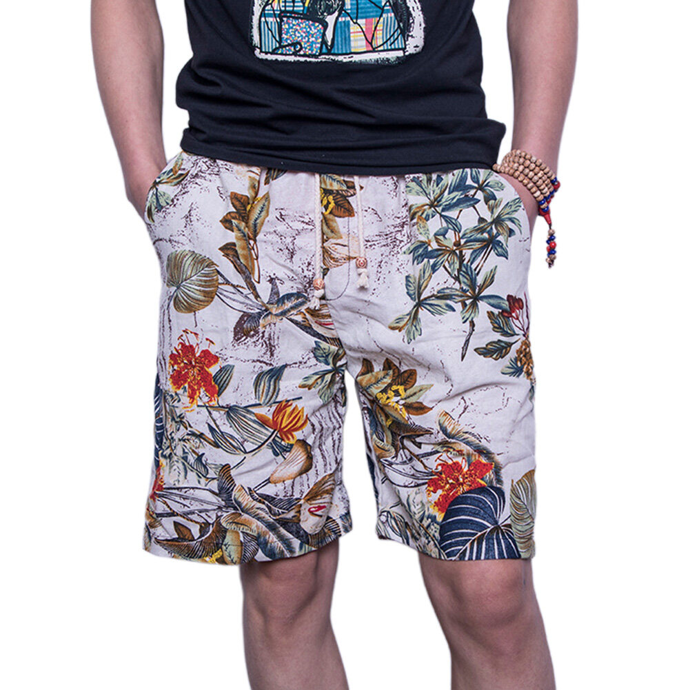 mens cotton shorts with elastic waist and drawstring