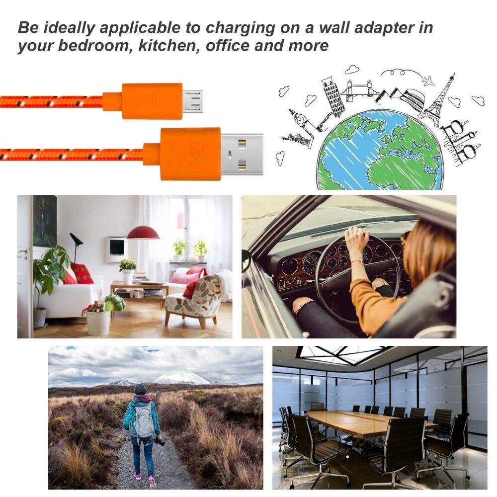 USB HD Cable 1M/3M Data Sync USB Charger Cable For Android Phone Nylon Braided Microusb Cables