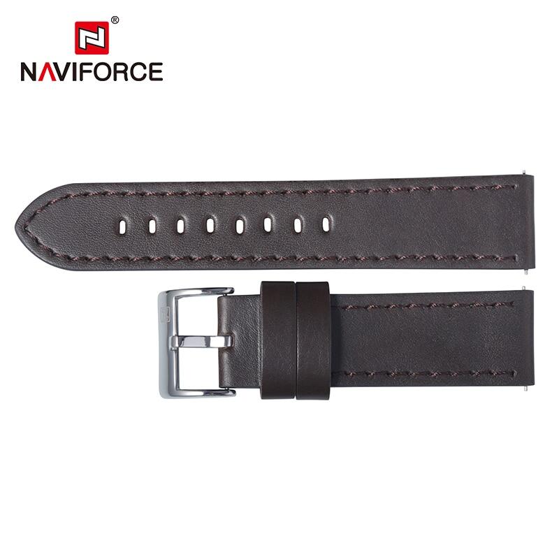 Naviforce Casual Pu Leather Watchbands Dark Brown Black Blue Men Women Mm Watch Wrist Strap