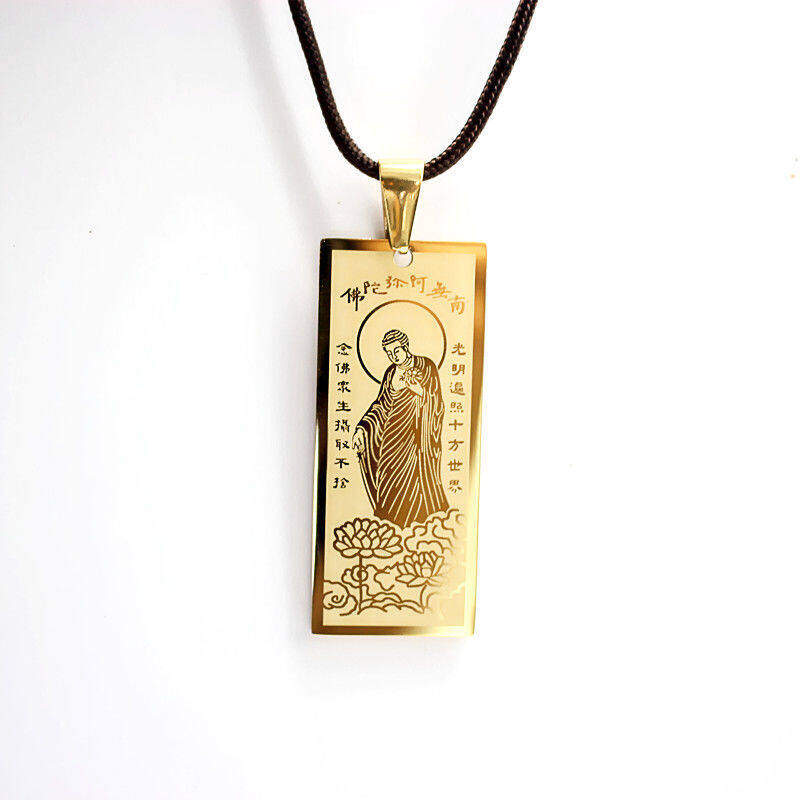 LR-Buddha Jewelry Prayer and Blessing Ceremony Namo Amitabha Necklace Amulet Amulet Necklace for Men and Women Auspicious Lucky Jewelry