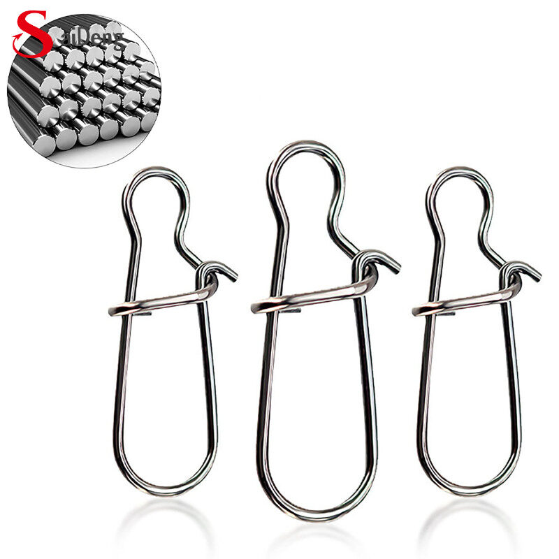 100pcs Metal Fishing Connector Fast Clip Lock Snap Swivel Solid Rings Fishing Hook Tools For Seawater Freshwater