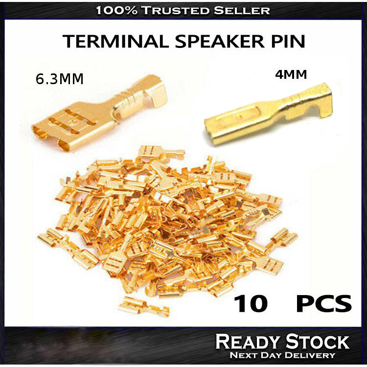 100Pcs 6.3mm Gold Brass Car Speaker Female Spade Terminal Wire Connector SU