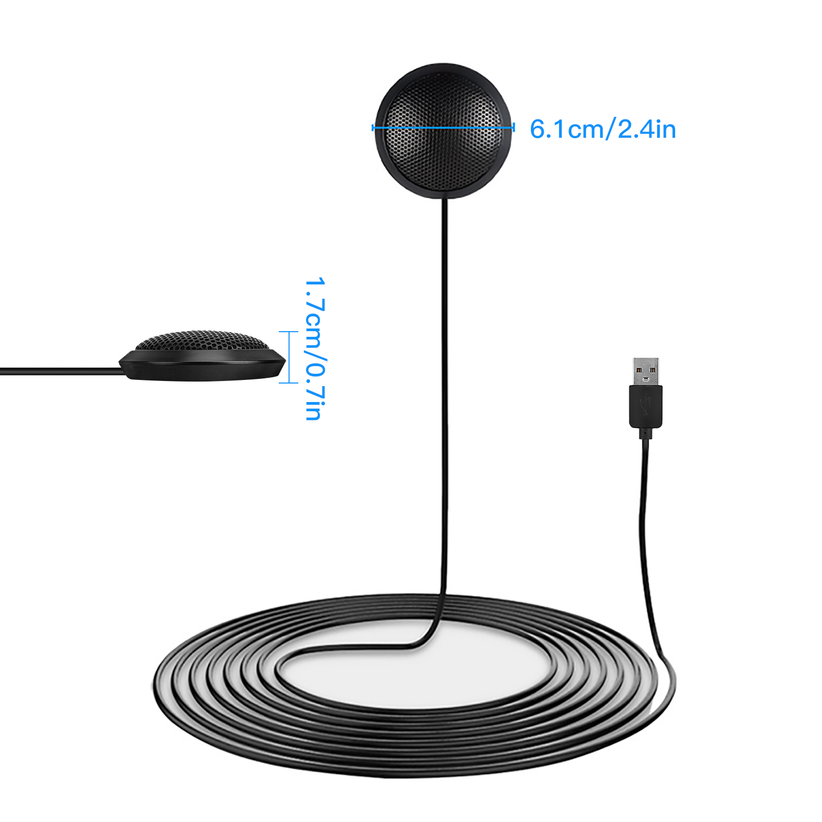 Micro Hội Nghị USB Micro Ngưng Tụ Định Hướng 360 ° Cho Máy Vi Tính Máy Tính Xách Tay Micro Mini Cầm Tay Để Bàn Kim Loại Có Dây Cắm Và Phát Tương Thích Với Windows MacOS Để Quay Video Hội Nghị Trò Chuyện Ghi Âm Chơi Game Trực Tuyến Skype