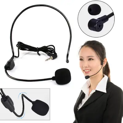 Head-Mounted Headset Microphone Portable Lightweight Wired 3.5mm Plug Guide Lecture Speech Headset Mic For Teaching Meeting Tour Guide Sales Promotion Lectures