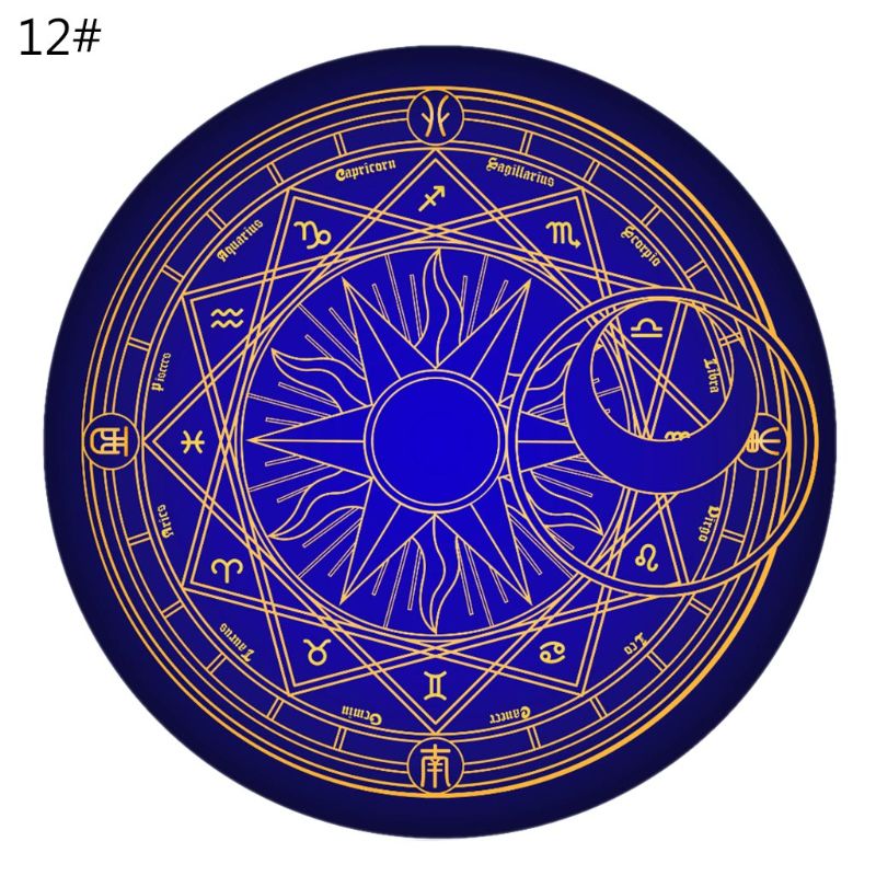 1pc Diameter 60cm Cartoon Rug Round Tarot Tablecloth Pentagram Sun Moon Divination