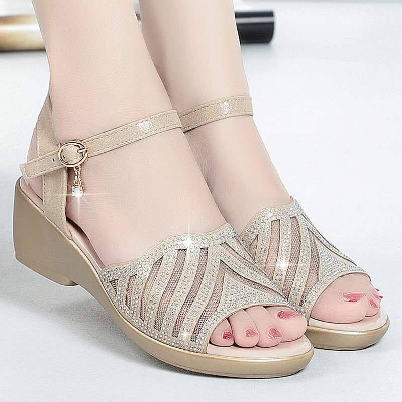 Xăng Đan Da Mềm Xăng Đan Đế Xuồng Cho Nữ Mùa Hè Xăng Đan Đế Xuồng Xăng Đan