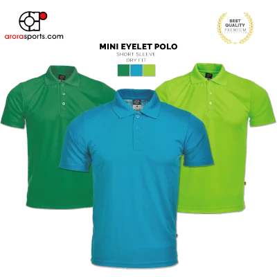 ARORA MULTISPORT Unisex Microfiber Polo Collar Plain T-Shirt - Neon Green / Dark Green / Turquoise - FUP 04 - 06
