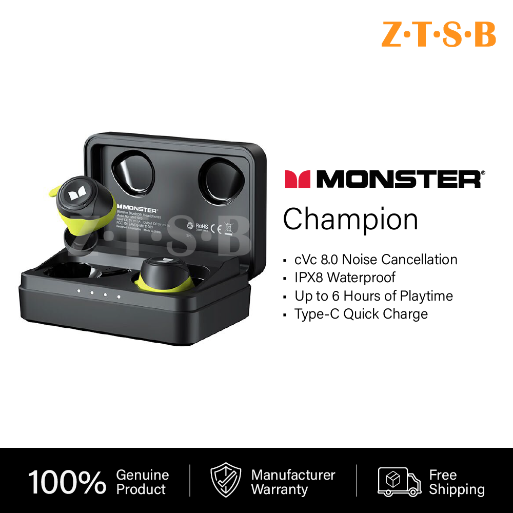 Monster Bluetooth Headphones Champion True Wireless Earbuds