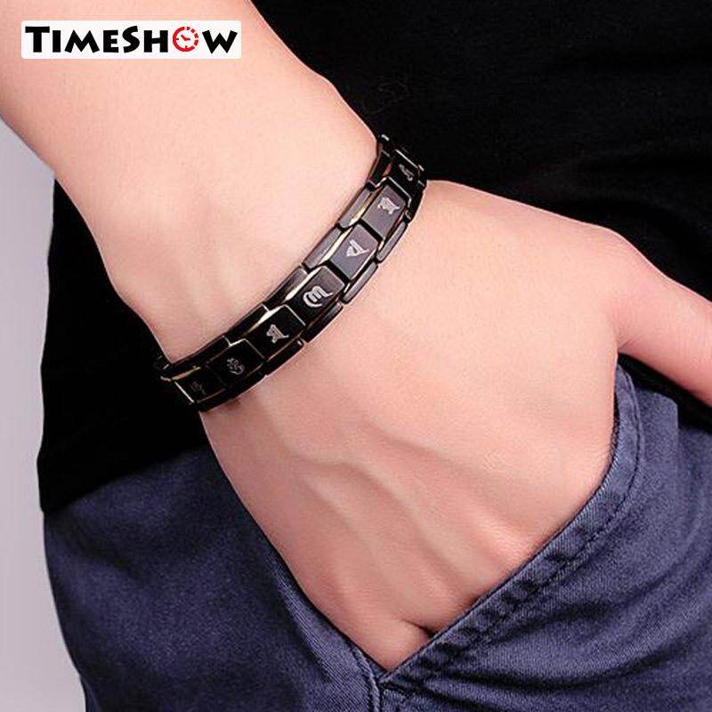 TimeShow Healthy Titanium Steel Magnetotherapy Bracelet Men Jewelry Bio Energy Magnet Bracelets Bangle