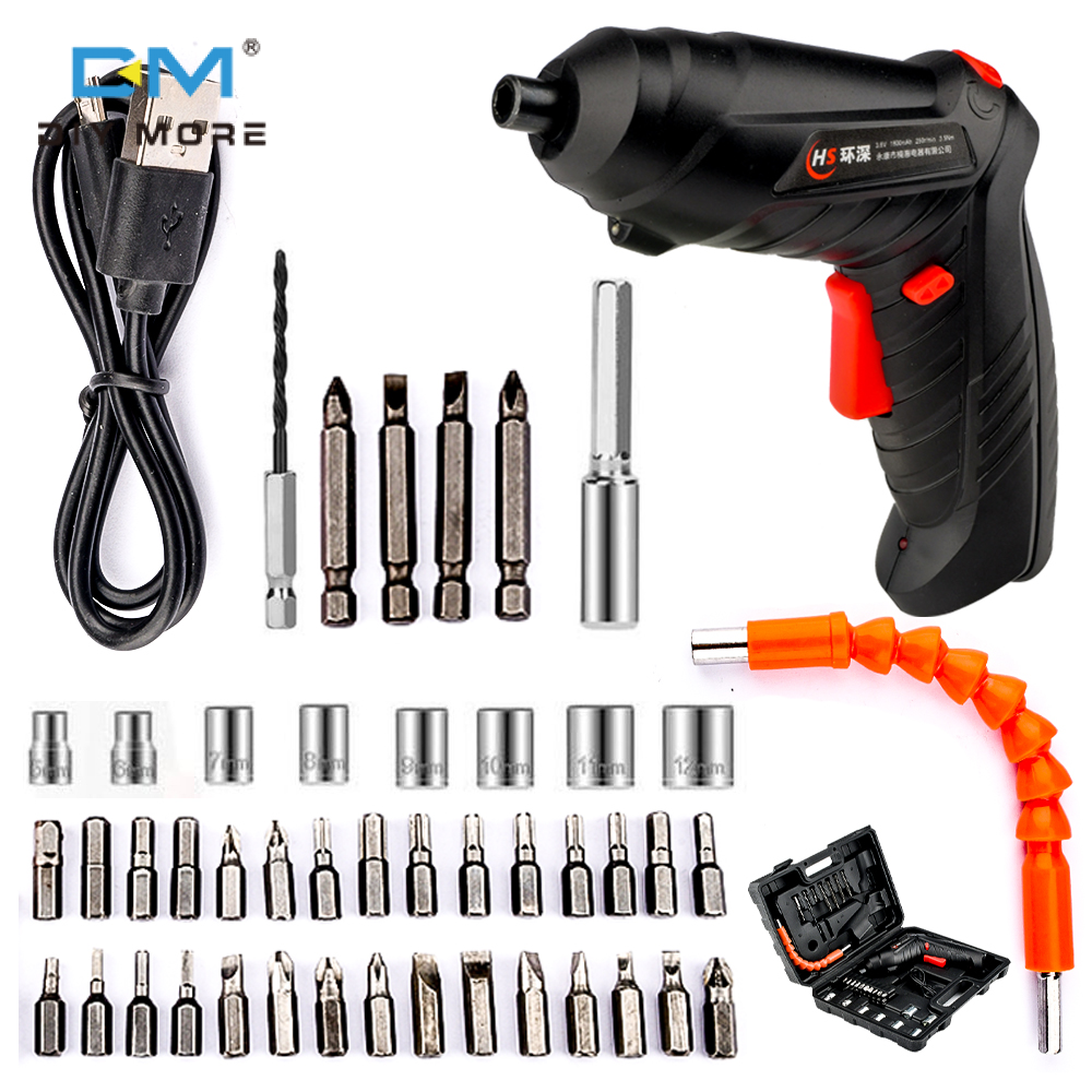 [100% Original] diymore Electric Keyless Screwdriver Keyless Collet Charging Adjustable 90° & 180° Angle Electric Screwdriver 3.6V USB Charging Cordless Rechargeable Hand Cordless Utility Drill Power Supply Power Tools