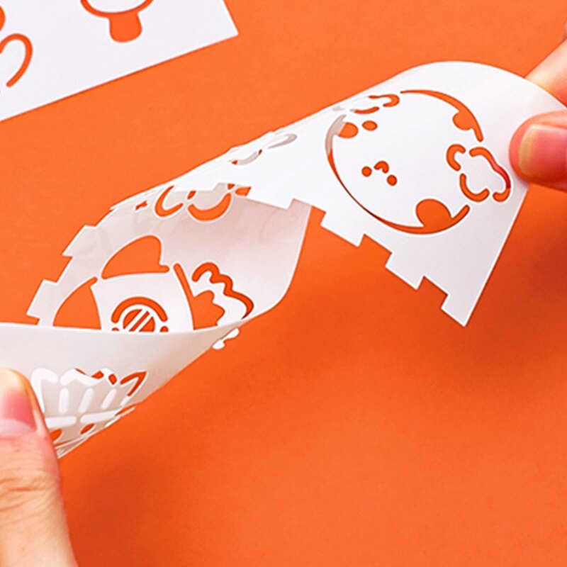 4 cái phim hoạt hình Rỗng Mẫu thước mềm thiết lập sinh viên đa chức năng họa tiết cắt rỗng Khuôn tô màu