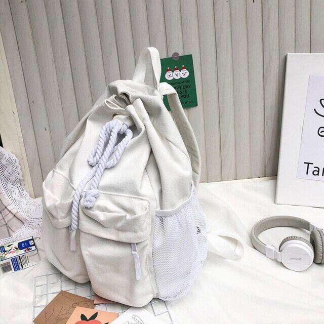Drawstring Canvas Backpack Unisex Solid Softback Classic Soft Handle High-Capacity Backpacks Travel Bag Backpack Women Fashion 🎒🎒