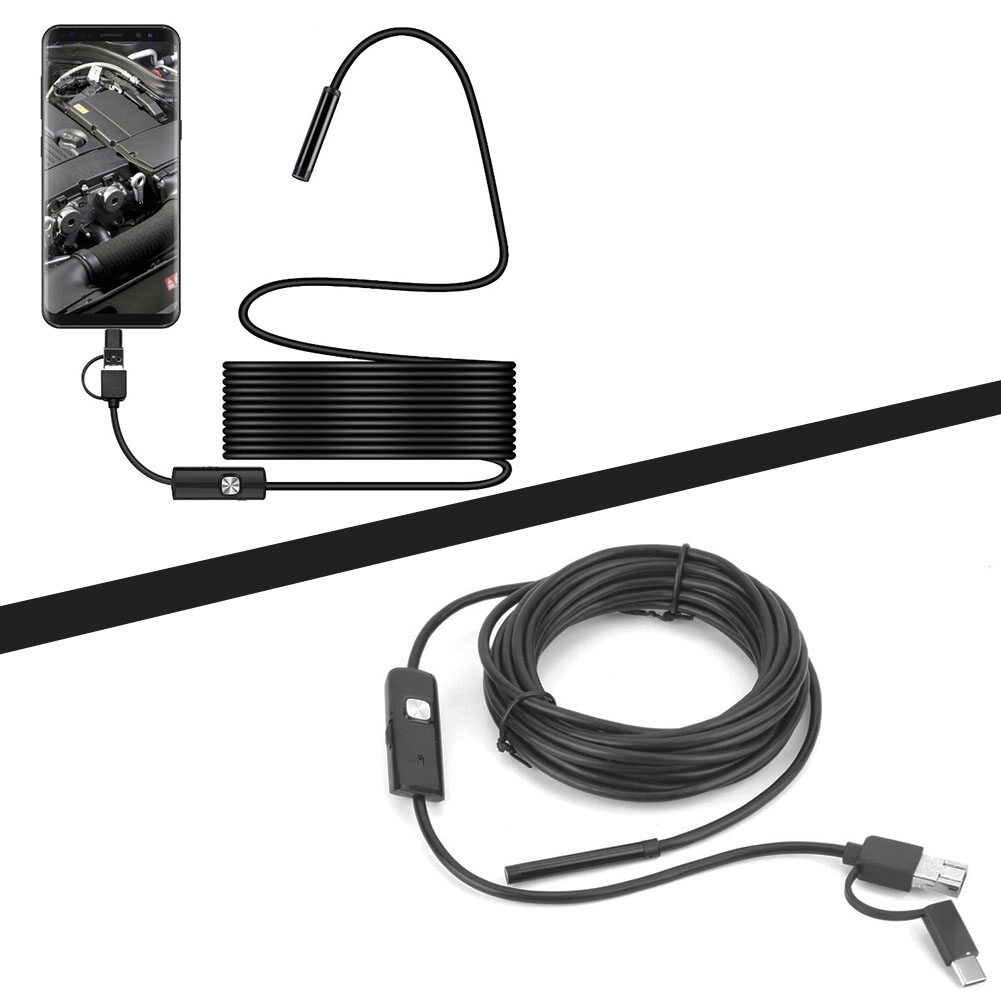 Y102 usb ip67 nội soi chống nước usb 3 trong 1 nội soi ống kính 5.5mm cáp 6led 5m camera kiểm tra borescope