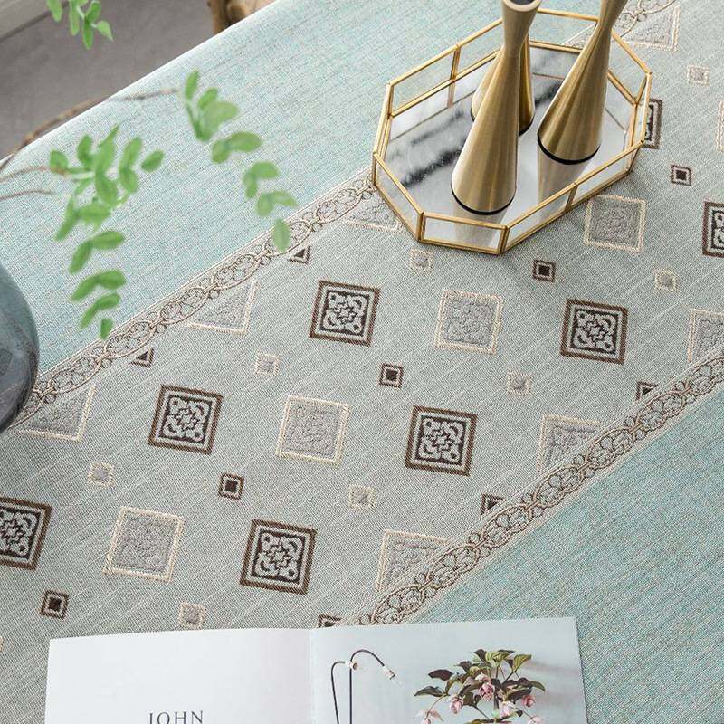 Khăn Trải Bàn Vải Lanh Trang Trí Thêu Hoa Có Tua, Không Thấm Nước Oilproof Dày Hình Chữ Nhật Đám Cưới Nhà Hàng Khăn Trải Bàn Trà