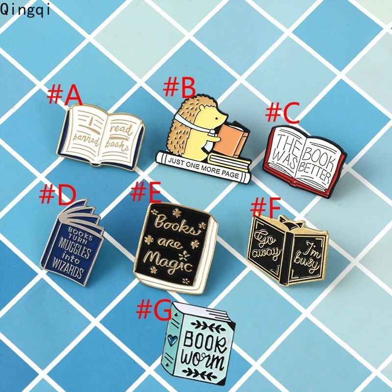 Books Are Magic Book Enamel Pins Reader Brooches Book Badges Lapel Pins Gift for Book Lover Reading Student