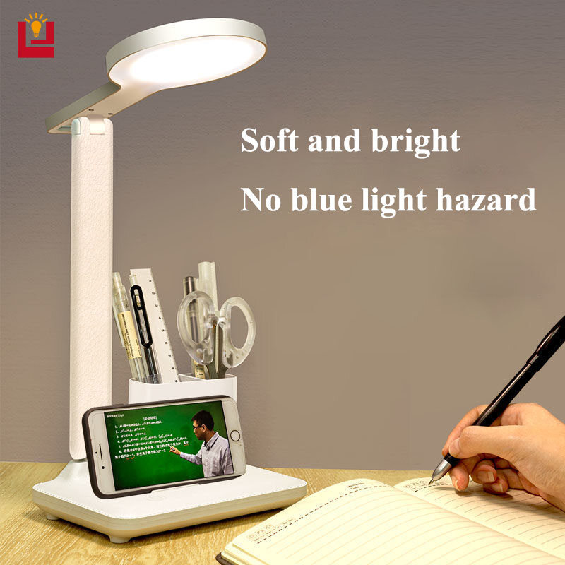Led rechargeable desk lamp Eye protection study desk lamp Dormitory desk lamp Children's desk lamp Bedroom bedside lamp USB charging with pen holder
