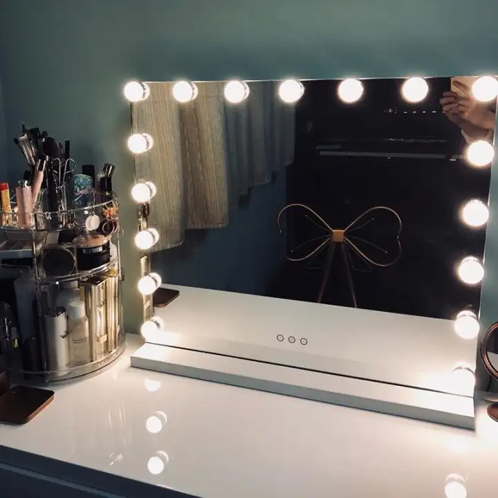 Hollywood Style Frameless Lighted Vanity Makeup Mirror With Lights Adjustable Brightness Beauty Salon Cosmetic Artist