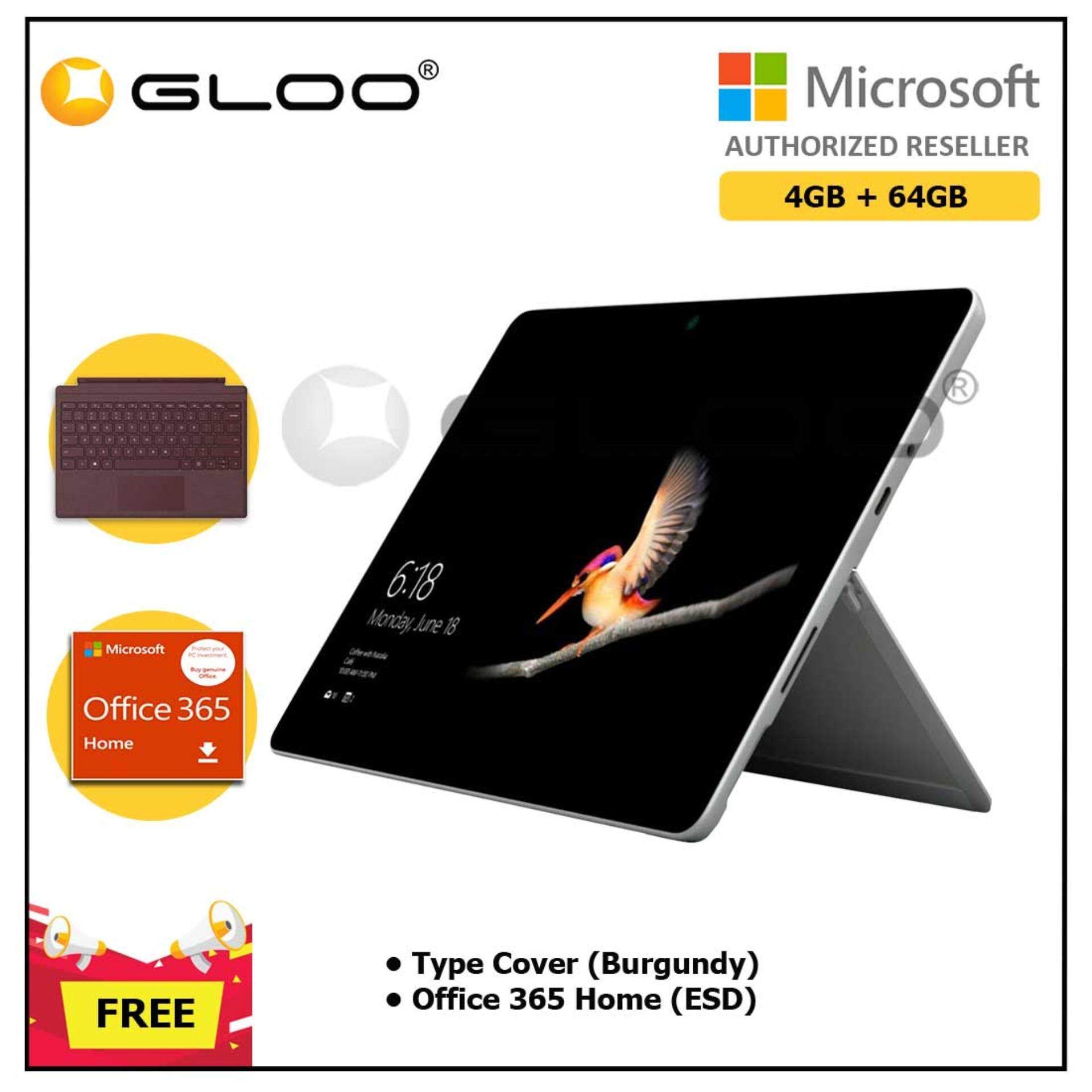 Microsoft Surface Go Y/4GB 64GB + Surface Go Type Cover Burgundy + Office 365 Home ESD Malaysia