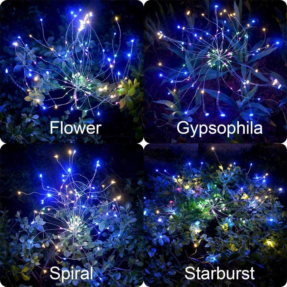 【lightingeverthing】Solar Powered Outdoor Grass Globe Dandelion Fireworks Lamp Flash String 90 /120/150 LED For Garden Lawn Landscape Holiday Light