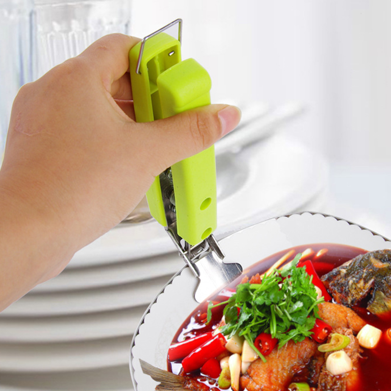 Greenbox Non-Slip Ergonomic Handle Spring Design Bowl Clip Anti ...